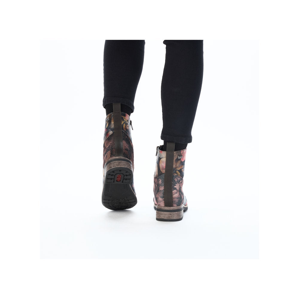Rieker 94611-91 Ladies Multi Water Resistant Zip & Lace Ankle Boots