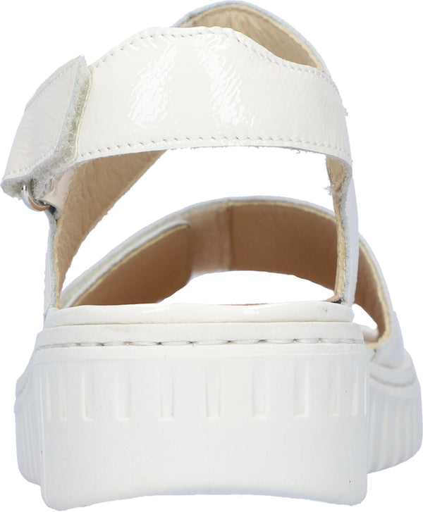 Waldlaufer 955001 201 148 H-Willow Ladies Off White Patent Leather Arch Support Touch Fastening Sandals