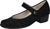 Waldlaufer 967303 177 001 Haifi Ladies Black Nubuck Touch Fastening Court Shoes