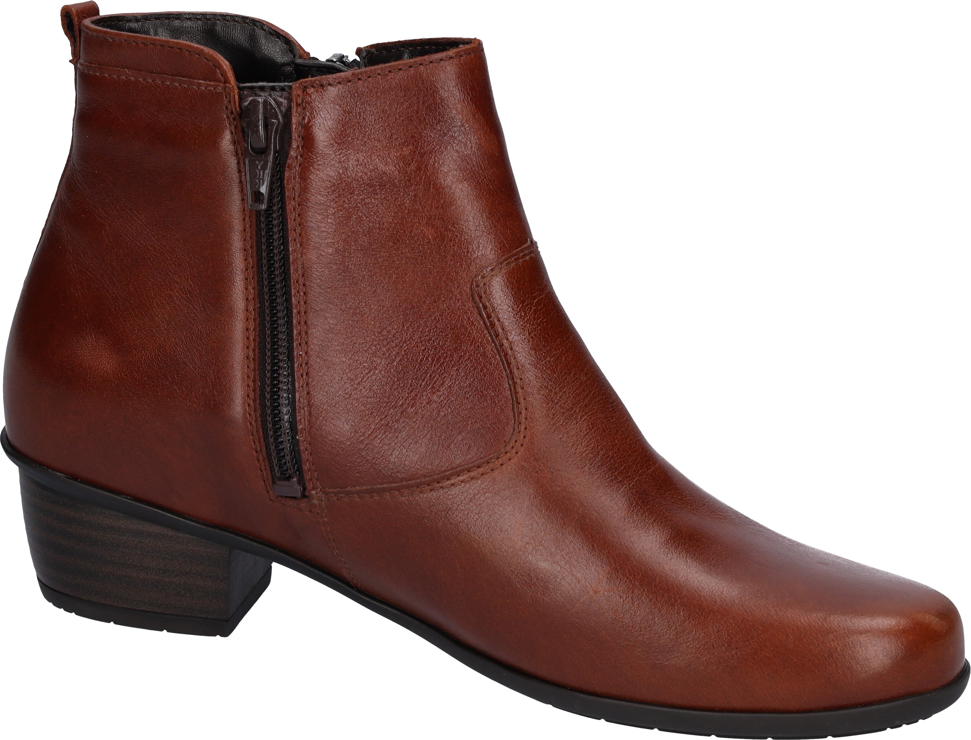 Waldlaufer 967803 124 082 Haifi Ladies Brown Leather Twin Zip Ankle Boots