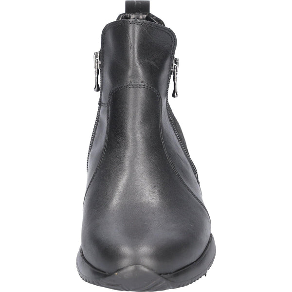 Waldlaufer 980808 203 001 Himona Ladies Wide Black Leather Arch Support Twin Zip Ankle Boots