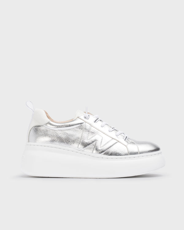 Wonders A-2632 Ladies Spanish Silver Leather Slip On Trainers