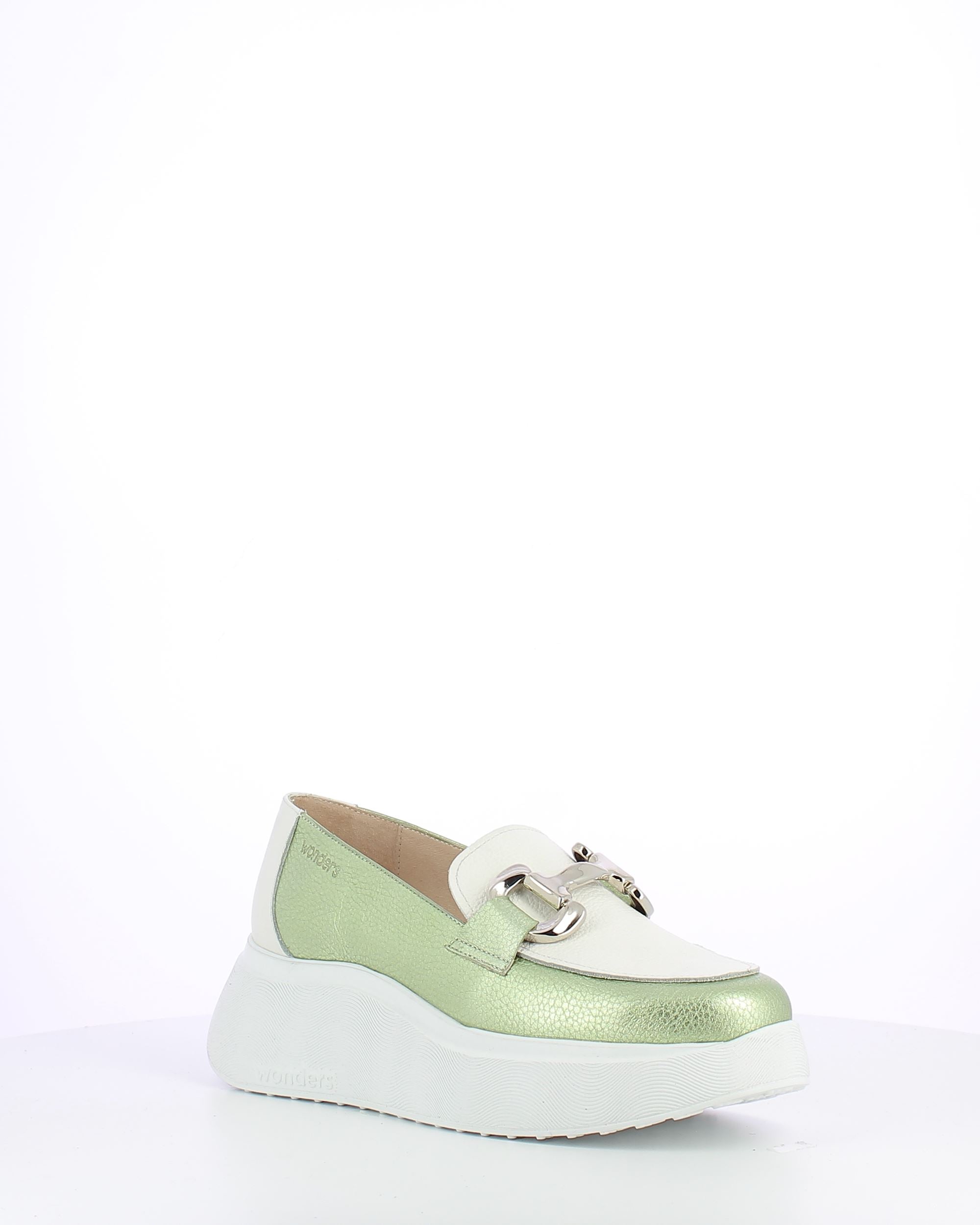 Wonders A-3604 Ladies Spanish Mint Green Leather Slip On Loafers