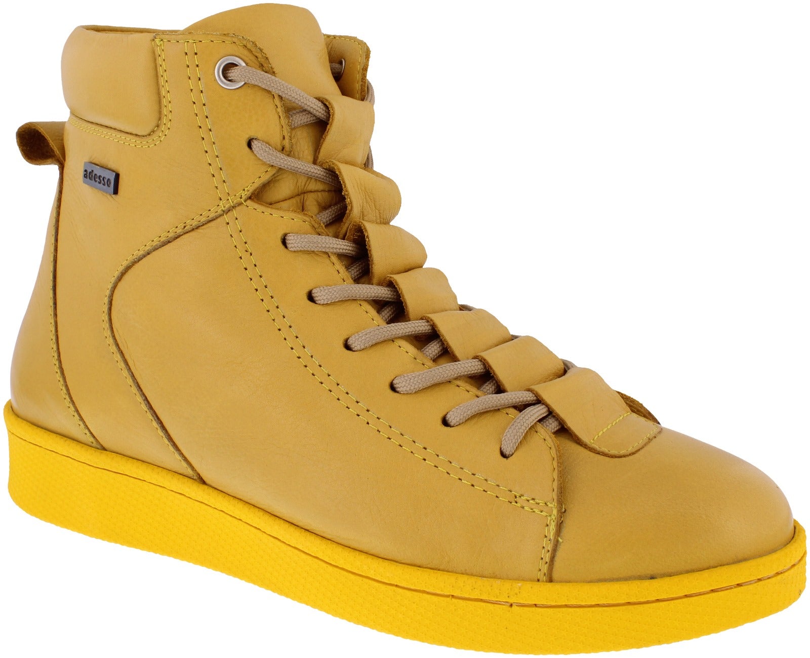 Adesso A7049 Lyla Ladies Sunshine Yellow Leather Zip & Lace Ankle Boots