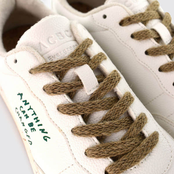 ACBC Evergreen Ladies White And Cactus Green Lace Up Trainers-elevate your sole