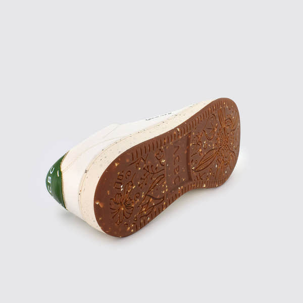ACBC Evergreen Ladies White And Cactus Green Lace Up Trainers-elevate your sole