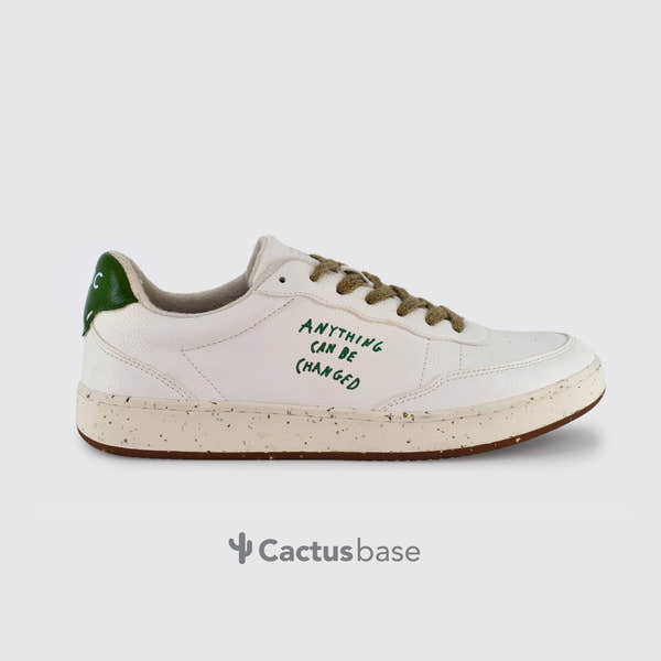 ACBC Evergreen Ladies White And Cactus Green Lace Up Trainers-elevate your sole