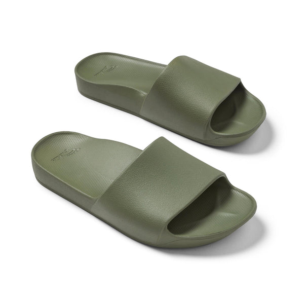 Archies Arch Support Slides Classic Unisex Olive Waterproof Arch Support Slider Sandals