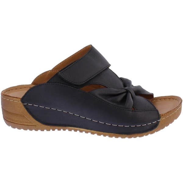 Adesso A6118 Lexi Ladies Black Leather Touch Fastening Sandals-elevate your sole