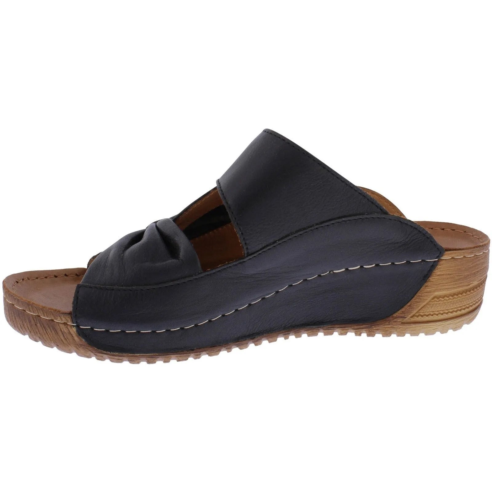 Adesso A6118 Lexi Ladies Black Leather Touch Fastening Sandals-elevate your sole