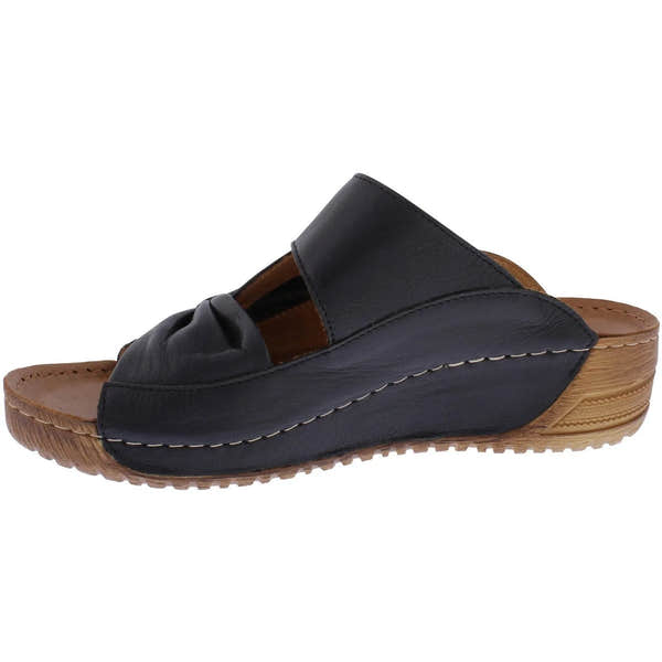 Adesso A6118 Lexi Ladies Black Leather Touch Fastening Sandals-elevate your sole