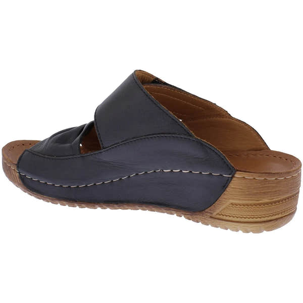 Adesso A6118 Lexi Ladies Black Leather Touch Fastening Sandals-elevate your sole