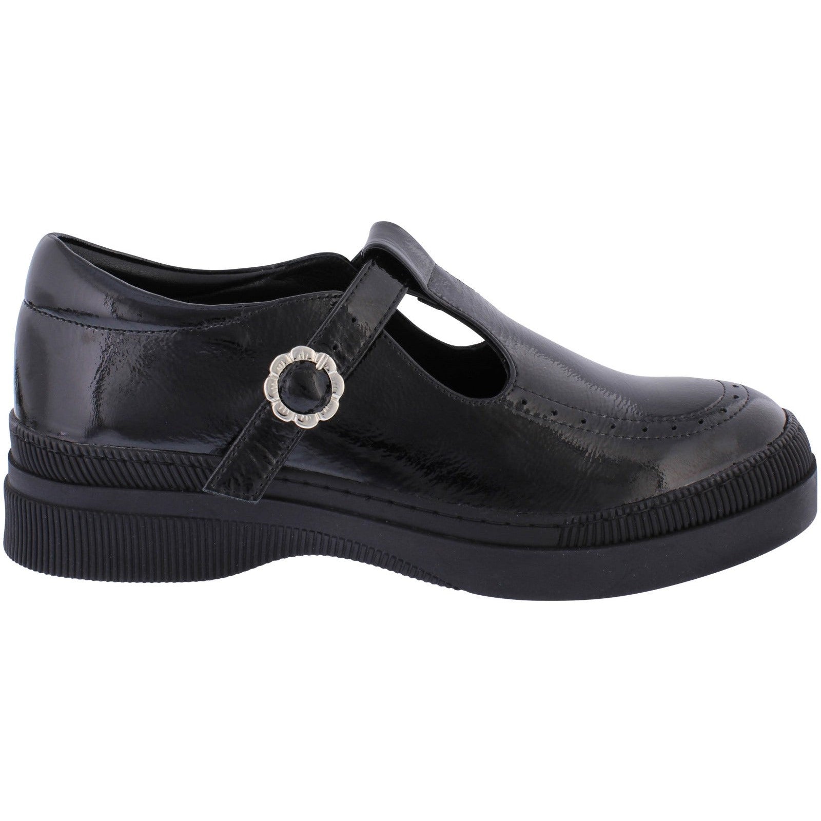 Adesso A7014 Leigh Ladies Black Patent Leather T-bar Shoes-elevate your sole