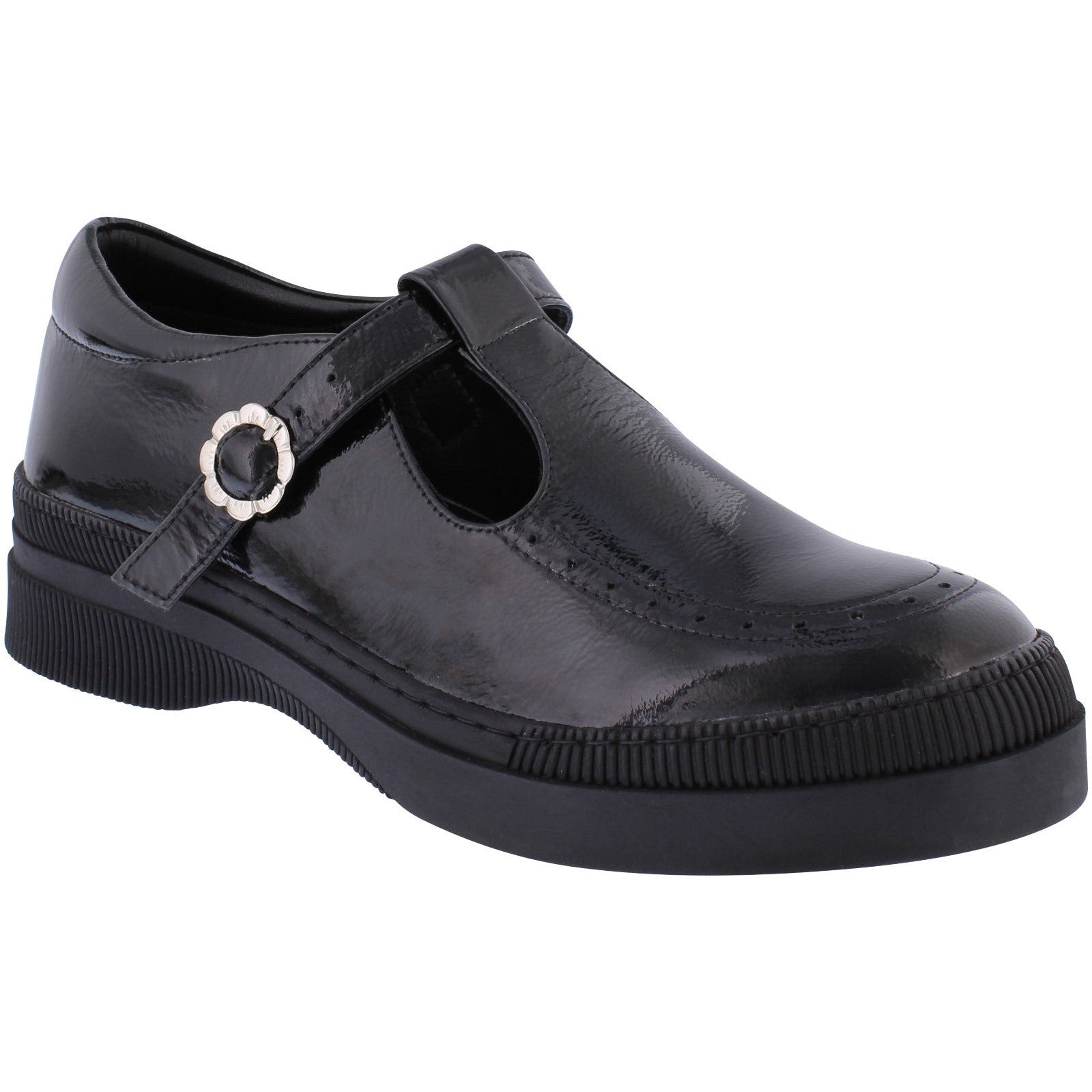 Adesso A7014 Leigh Ladies Black Patent Leather T-bar Shoes-elevate your sole