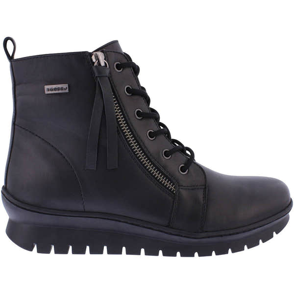 Adesso A7043 Kirsty Ladies Black Leather Zip & Lace Ankle Boots-elevate your sole