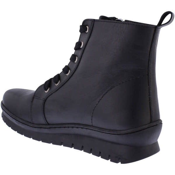 Adesso A7043 Kirsty Ladies Black Leather Zip & Lace Ankle Boots-elevate your sole