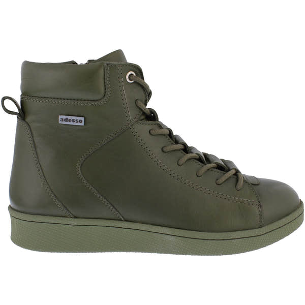 Adesso A7047 Lyla Ladies Olive Green Leather Zip & Lace Ankle Boots-elevate your sole