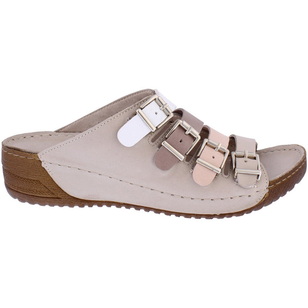 Adesso A7183 Zuri Ladies Natural Mix Leather Buckle Sandals-elevate your sole