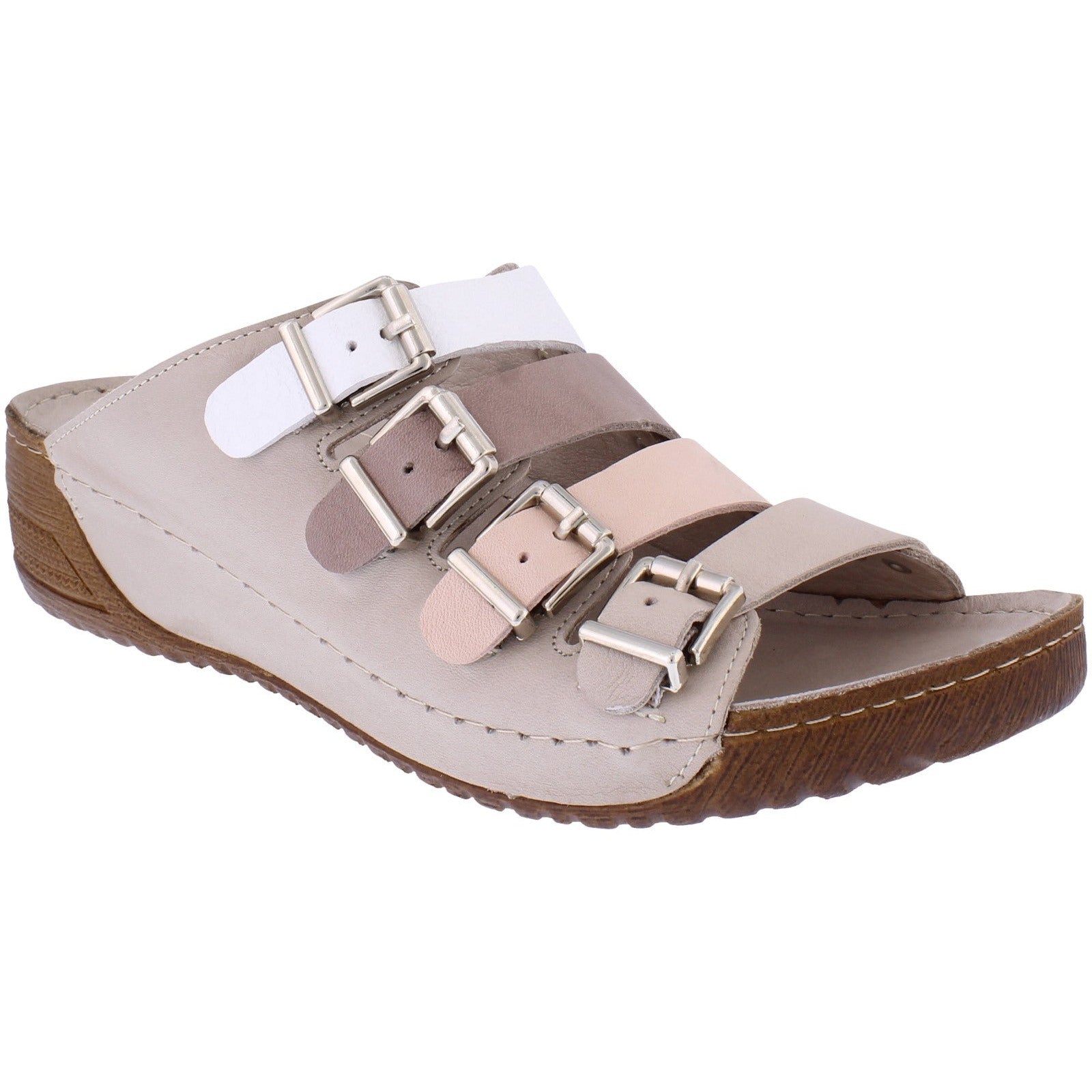 Adesso A7183 Zuri Ladies Natural Mix Leather Buckle Sandals-elevate your sole