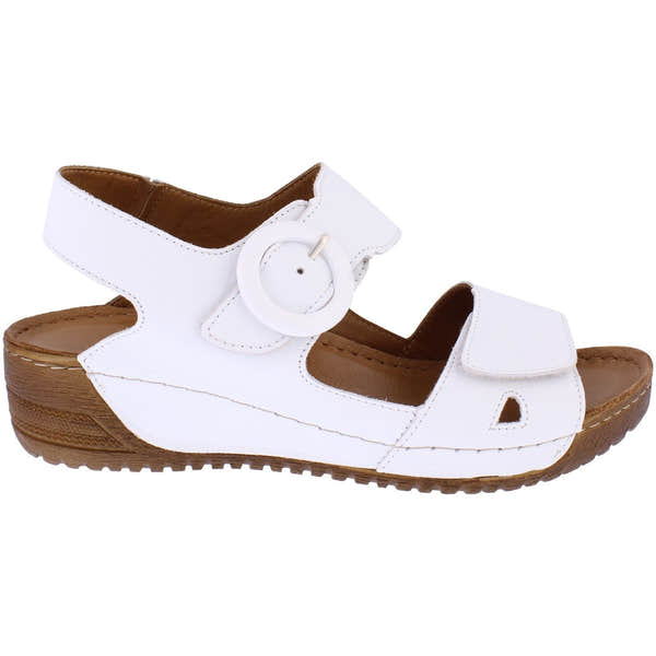 Adesso A7195 Lily Ladies White Leather Touch Fastening Sandals-elevate your sole