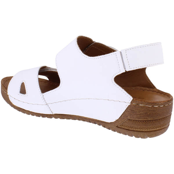 Adesso A7195 Lily Ladies White Leather Touch Fastening Sandals-elevate your sole