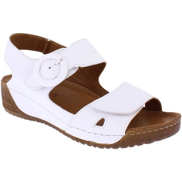 Adesso A7195 Lily Ladies White Leather Touch Fastening Sandals-elevate your sole