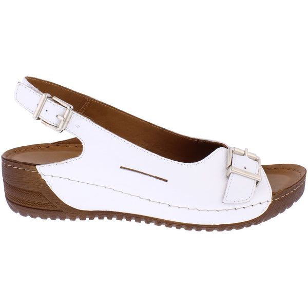 Adesso A7205 Honey Ladies White Leather Buckle Sandals-elevate your sole