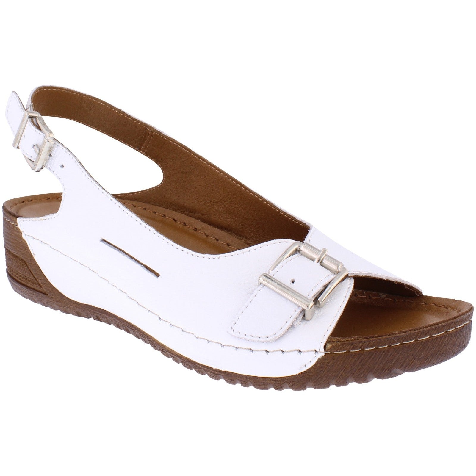 Adesso A7205 Honey Ladies White Leather Buckle Sandals-elevate your sole