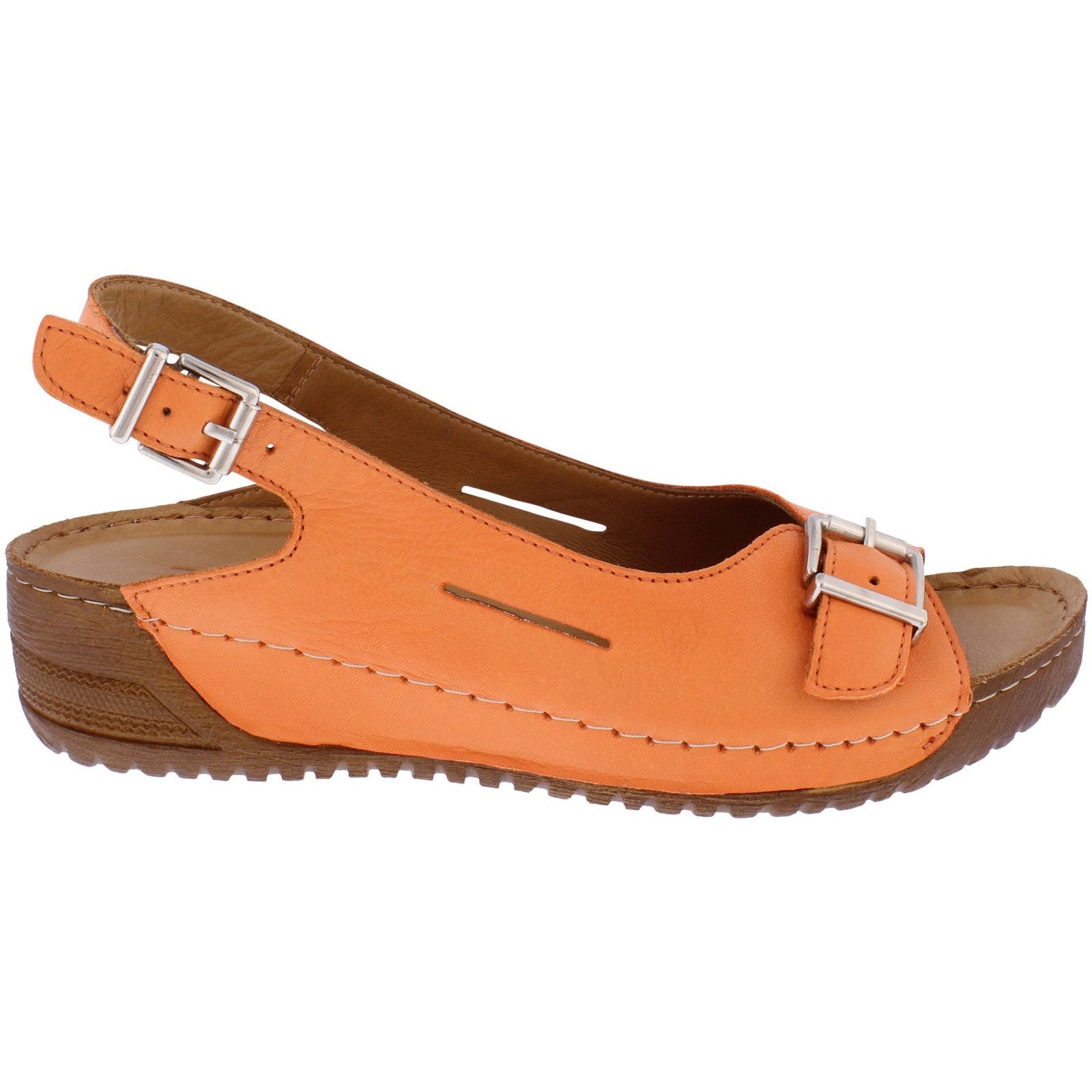 Adesso A7234 Honey Ladies Tangerine Leather Buckle Sandals-elevate your sole