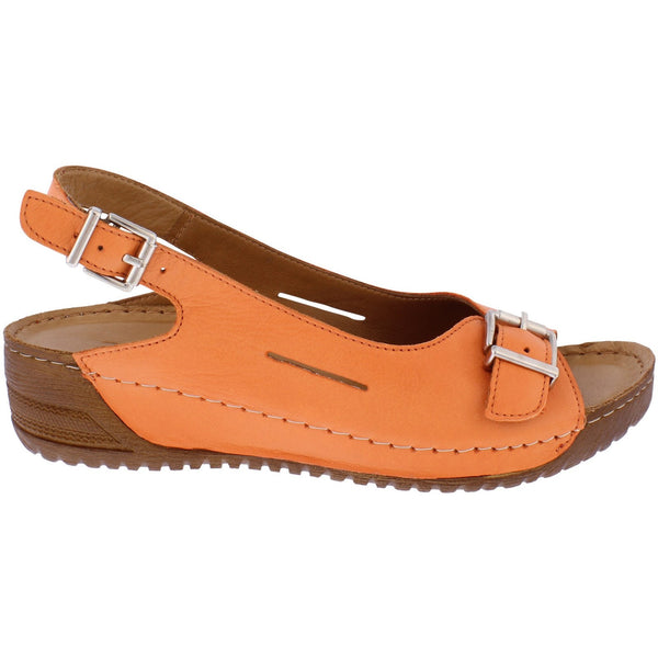 Adesso A7234 Honey Ladies Tangerine Leather Buckle Sandals-elevate your sole