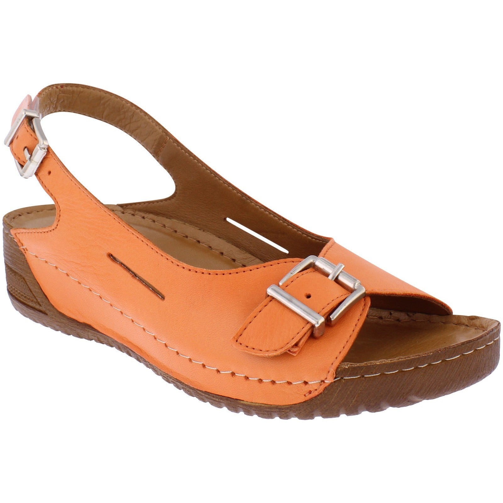 Adesso A7234 Honey Ladies Tangerine Leather Buckle Sandals-elevate your sole