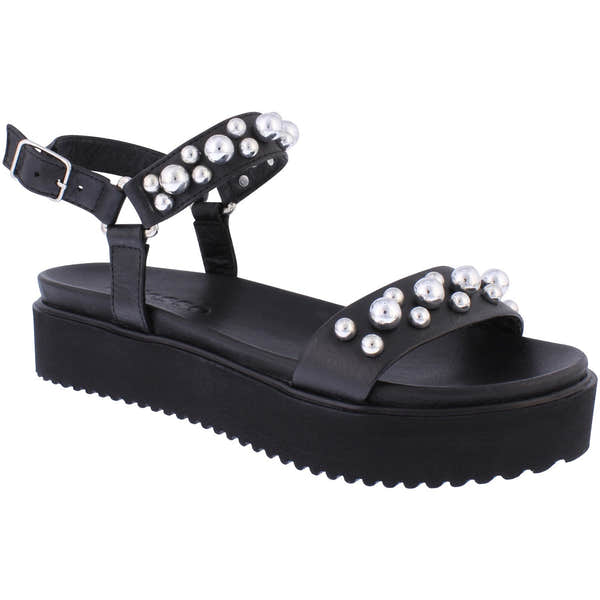 Adesso A7361 Chloe Ladies Black Leather Buckle Sandals-elevate your sole