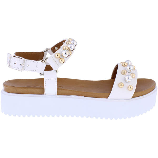 Adesso A7362 Chloe Ladies White Leather Buckle Sandals-elevate your sole