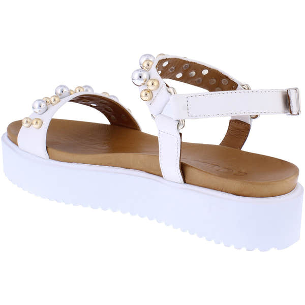 Adesso A7362 Chloe Ladies White Leather Buckle Sandals-elevate your sole