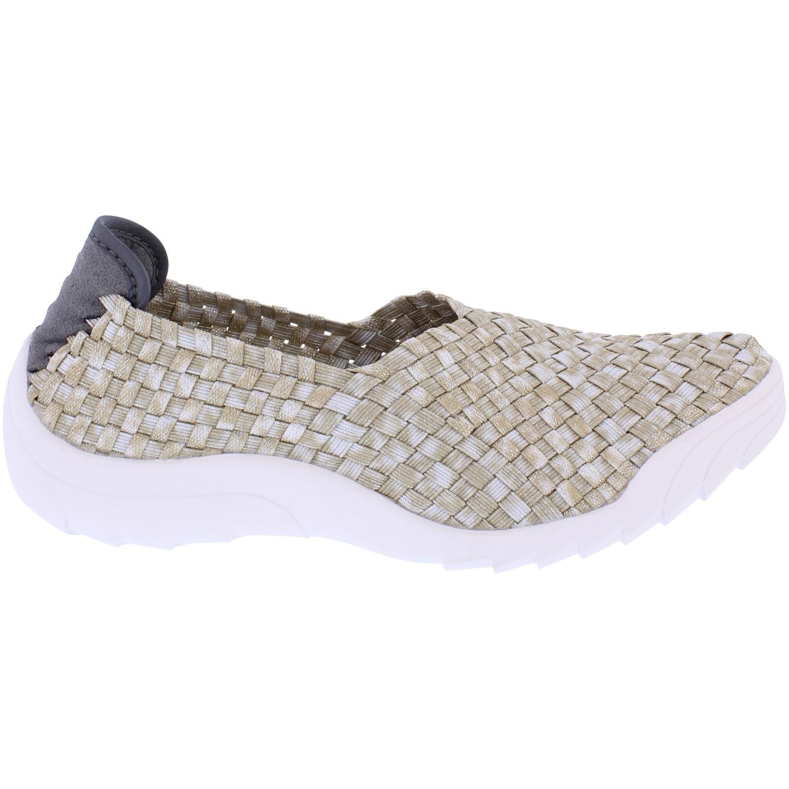 Adesso Caitlin Ladies Caramel Latte Slip-On Shoes with woven textile upper and white sole.