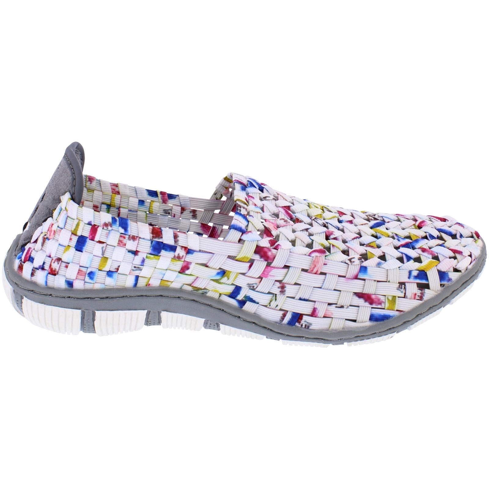 Adesso A7388 Layla Ladies Ice Smudge Textile Slip-On Shoes with colorful woven pattern and cushioned sole.