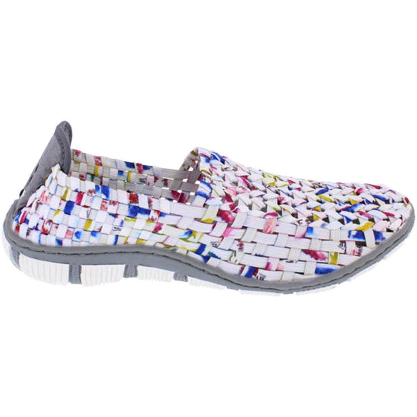 Adesso A7388 Layla Ladies Ice Smudge Textile Slip-On Shoes with colorful woven pattern and cushioned sole.