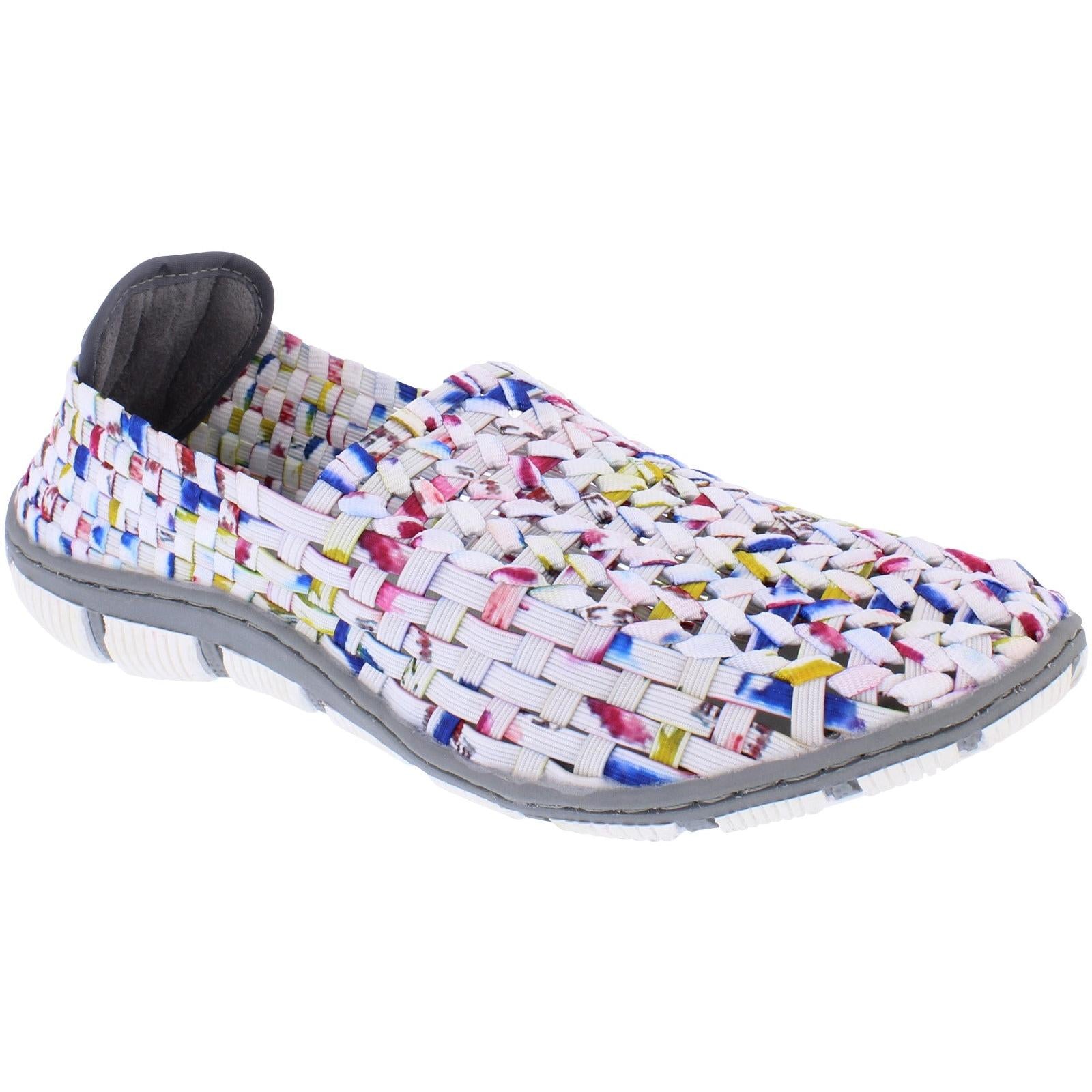 Adesso A7388 Layla Ladies Ice Smudge Textile Slip-On Shoes with colorful woven upper and cushioned sole.