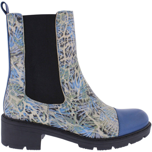 Adesso A7504 Norah Ladies Denim Fossil Leather Side Zip Ankle Boots-elevate your sole