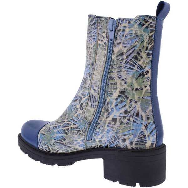 Adesso A7504 Norah Ladies Denim Fossil Leather Side Zip Ankle Boots-elevate your sole