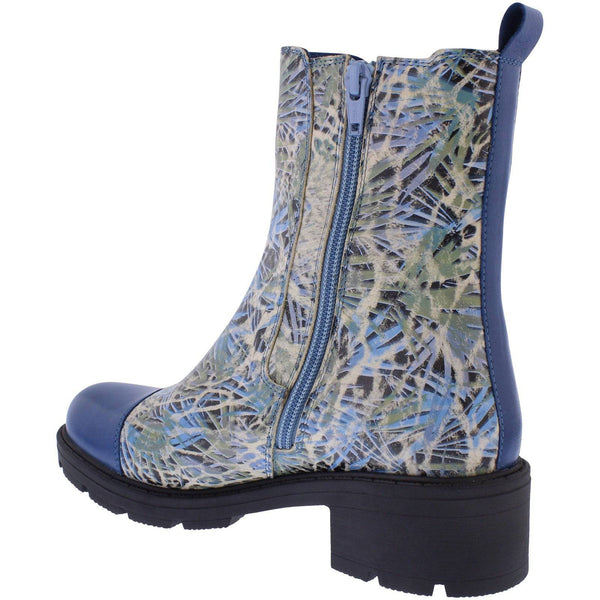 Adesso A7504 Norah Ladies Denim Fossil Leather Side Zip Ankle Boots-elevate your sole
