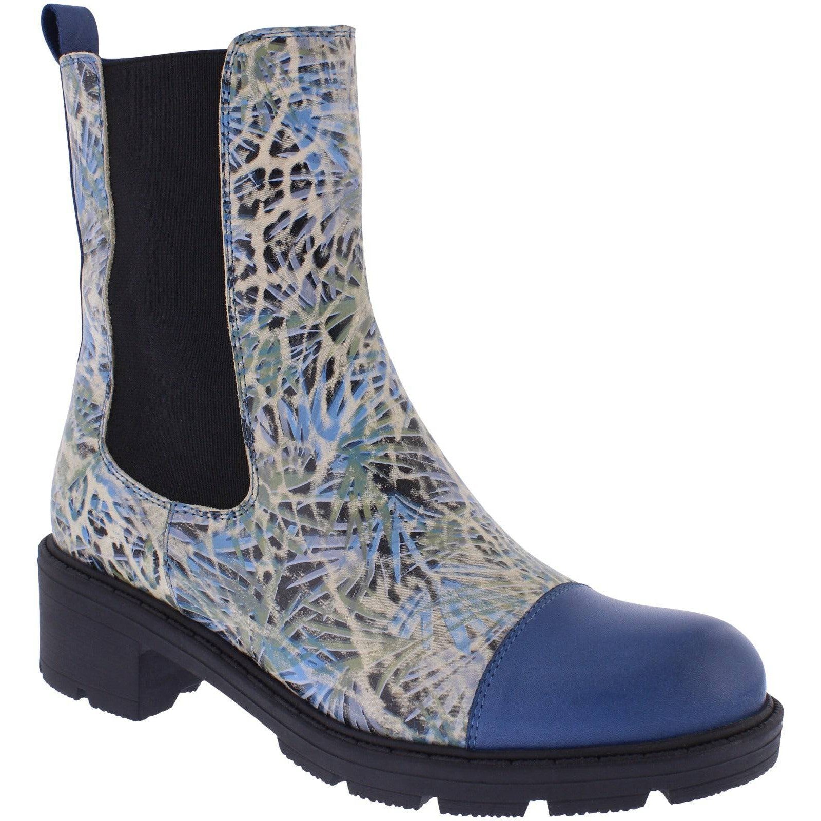 Adesso A7504 Norah Ladies Denim Fossil Leather Side Zip Ankle Boots-elevate your sole