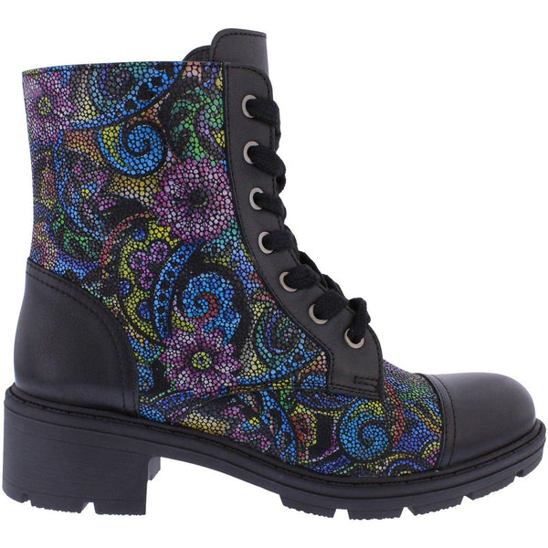 Adesso A7512 Lindy Ladies Roman Mosaic Leather Zip & Lace Ankle Boots-elevate your sole