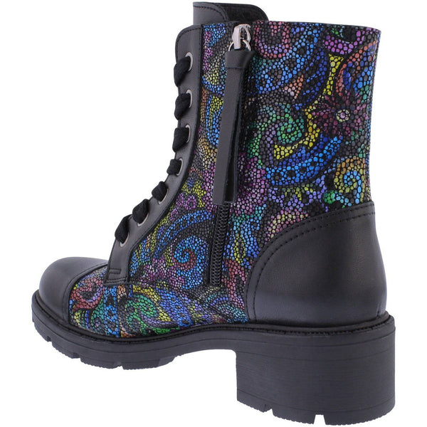 Adesso A7512 Lindy Ladies Roman Mosaic Leather Zip & Lace Ankle Boots-elevate your sole