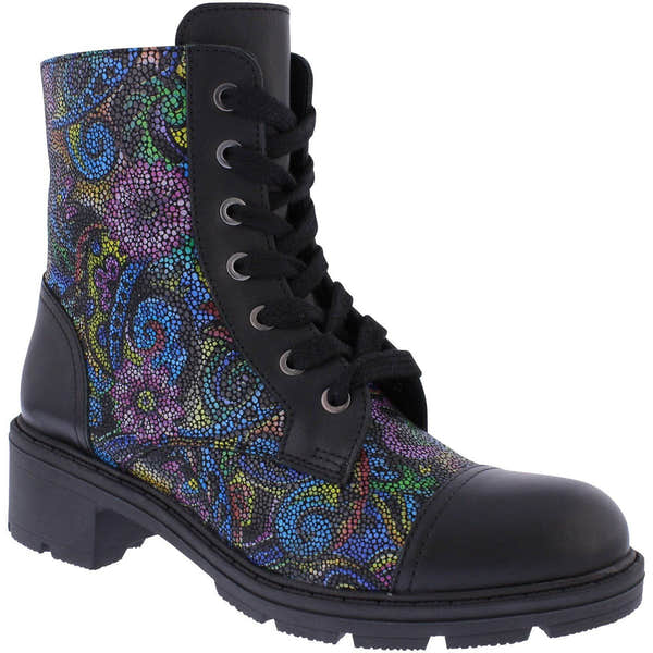 Adesso A7512 Lindy Ladies Roman Mosaic Leather Zip & Lace Ankle Boots-elevate your sole