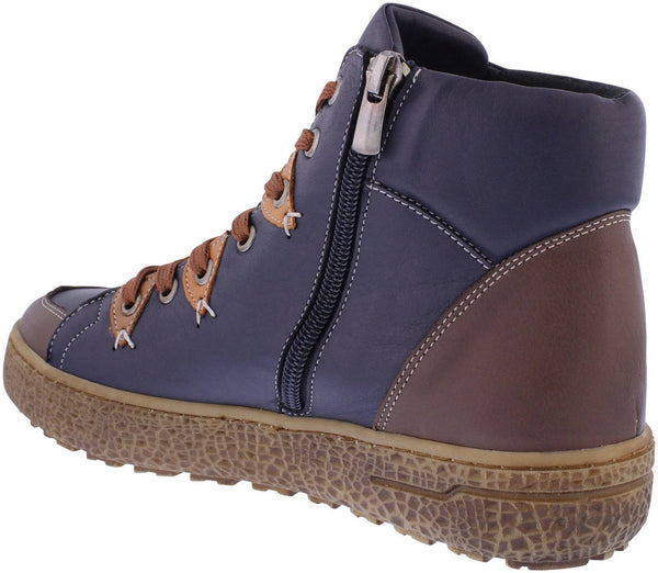 Adesso A7625 Akari Ladies Midnight Leather Zip & Lace Ankle Boots-elevate your sole