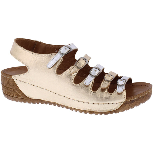 Adesso Astrid Ladies Metallic Leather Buckle Sandals-elevate your sole