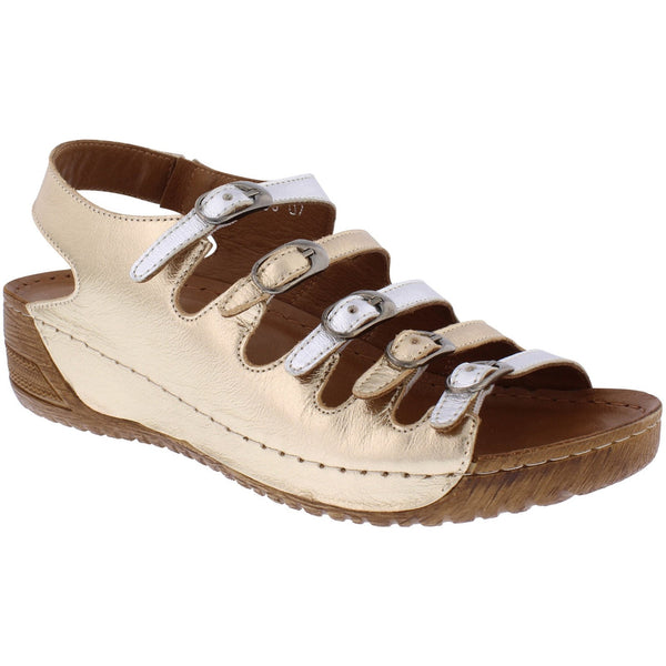 Adesso Astrid Ladies Metallic Leather Buckle Sandals-elevate your sole