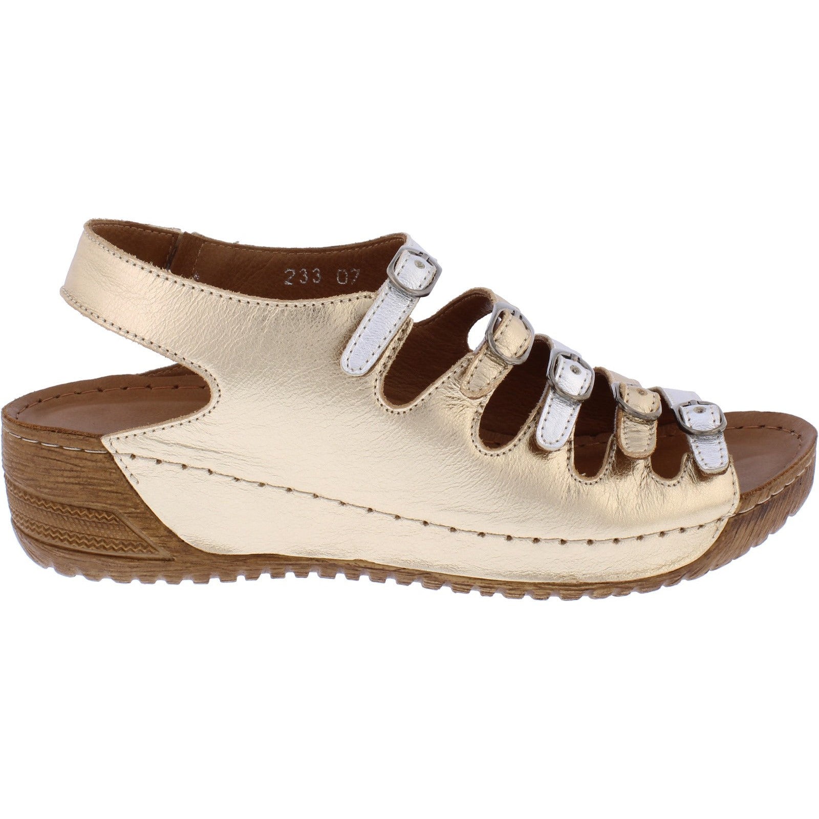 Adesso Astrid Ladies Metallic Leather Buckle Sandals-elevate your sole
