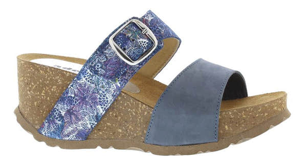Adesso Lily A4744 Blue Floral Mule Wedge Sandals - elevate your sole